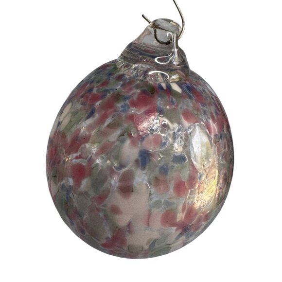 Friendship Witch Spirit Ball Ornament Hand Blown Confetti Glass 3¼" x 2½" - Picture 3 of 5
